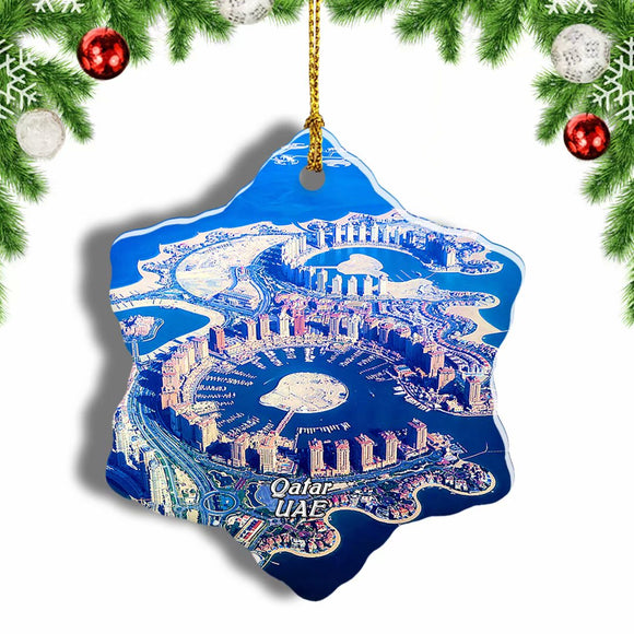 Artificial Islands Qatar Christmas Ornament 3 Inches Snow