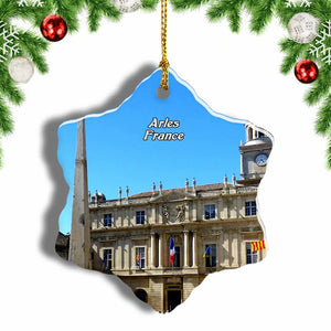 France Republic Square Arles Christmas Ornament 3 Inches Snow