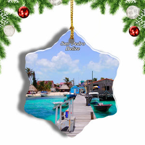 Belize San Pedro Christmas Ornament 3 Inches Snow