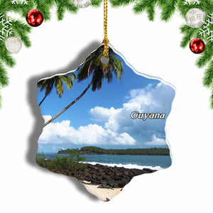 Guyana Beach Christmas Ornament 3 Inches Snow