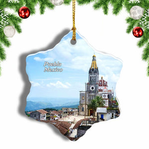 Mexico Puebla Cuetzalan Christmas Ornament 3 Inches Snow