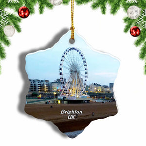 UK England Brighton Beach Christmas Ornament 3 Inches Snow