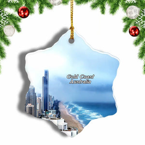 Australia Surfers Paradise Gold Coast Christmas Ornament 3 Inches Snow