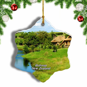 New Zealand Lake Rotorua Rotorua Christmas Ornament 3 Inches Snow