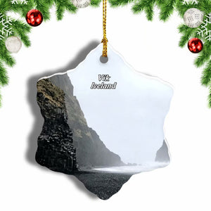 Iceland Reynisfjara Beach Vik Christmas Ornament 3 Inches Snow