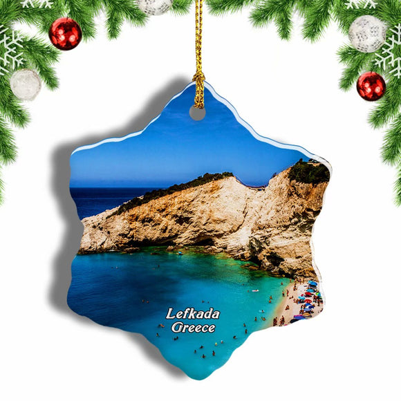 Greece Lefkada Christmas Ornament 3 Inches Snow