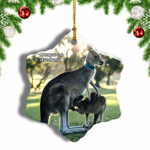 Australia Kangaroo Christmas Ornament 3 Inches Snow