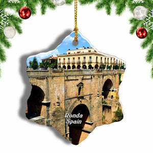 Spain New Bridge Ronda Christmas Ornament 3 Inches Snow