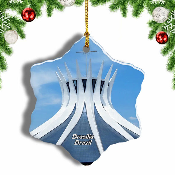 Brazil Catedral Metropolitana Brasilia Christmas Ornament 3 Inches Snow