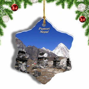 Nepal Pumori Everest Himalayas Christmas Ornament 3 Inches Snow