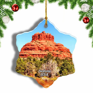 USA America Cathedral Rock Sedona Christmas Ornament 3 Inches Snow