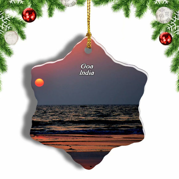 India Calangute Beach Goa Christmas Ornament 3 Inches Snow