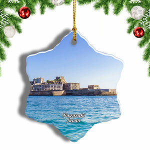 Gunkan-jima Hashima Nagasaki Japan Christmas Ornament 3 Inches Snow