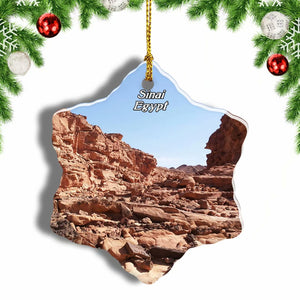 Egypt Colored Canyon Sinai Christmas Ornament 3 Inches Snow