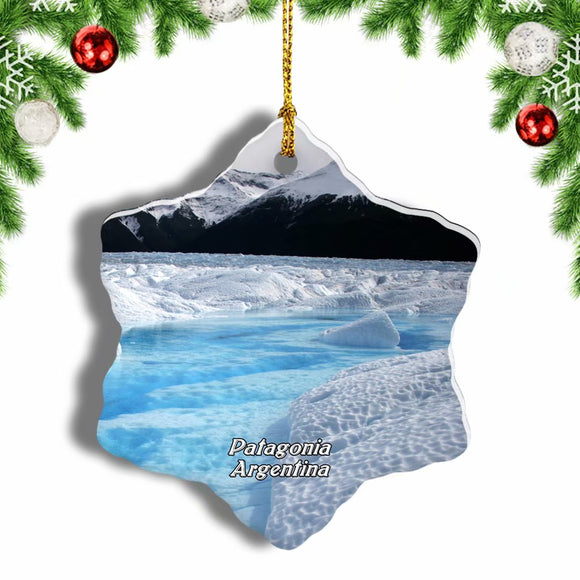 Glacier Patagonia Mountains Argentina Christmas Ornament 3 Inches Snow