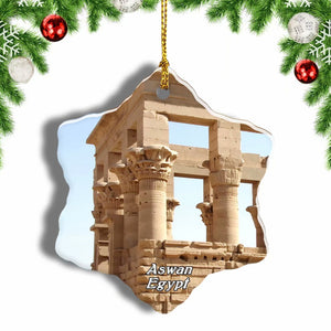 Egypt Aswan Philae Temple Christmas Ornament 3 Inches Snow