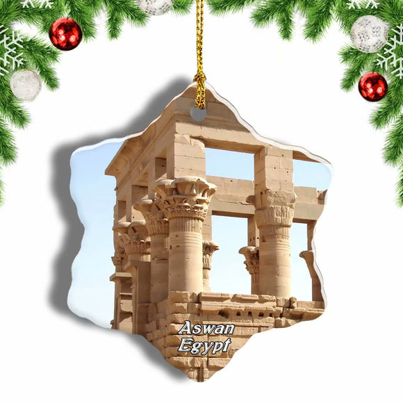 Egypt Aswan Philae Temple Christmas Ornament 3 Inches Snow