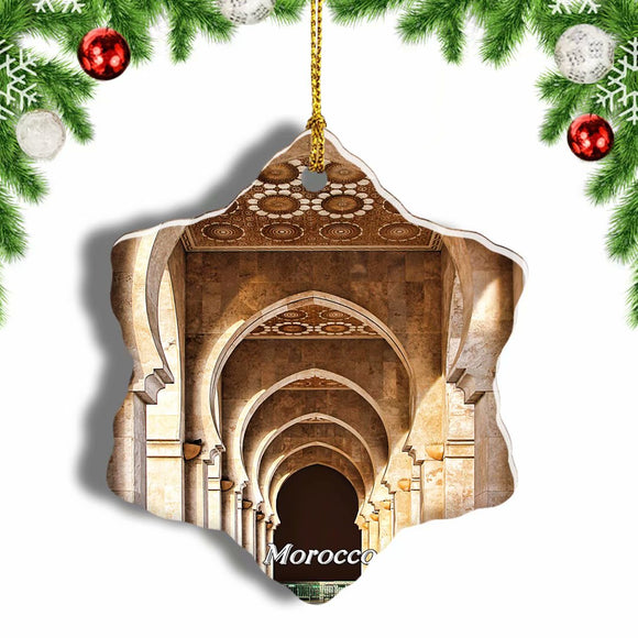 Morocco Mosque Gallery Christmas Ornament 3 Inches Snow