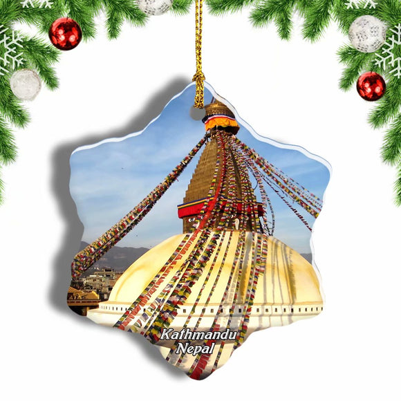 Nepal Boudhanath Kathmandu Christmas Ornament 3 Inches Snow