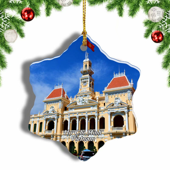 Vietnam Ho Chi Minh City Hall Christmas Ornament 3 Inches Snow