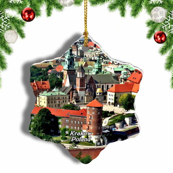 Poland Krakow Wawel Castle Christmas Ornament 3 Inches Snow