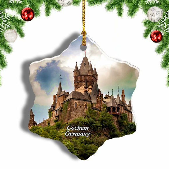 Germany Castle Reichsburg Cochem Christmas Ornament 3 Inches Snow