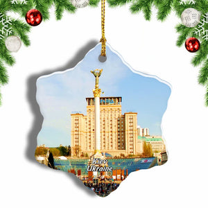 Independence Square Kiev Ukraine Christmas Ornament 3 Inches Snow