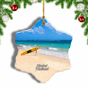 Thailand Patong Beach Kathu Phuket Christmas Ornament 3 Inches Snow