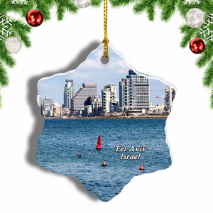 Israel Tel Aviv Port Christmas Ornament 3 Inches Snow