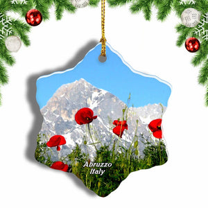 Mountain Abruzzo Italy Christmas Ornament 3 Inches Snow