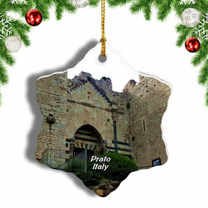 Italy Castle Prato Christmas Ornament 3 Inches Snow