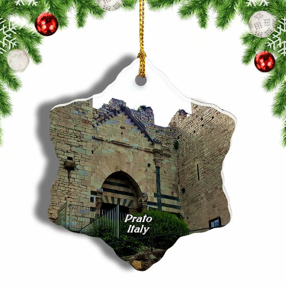 Italy Castle Prato Christmas Ornament 3 Inches Snow