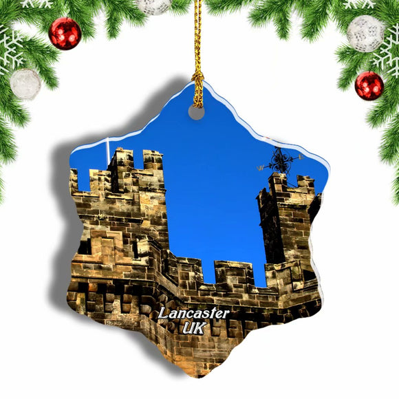 UK England Lancaster Castle Christmas Ornament 3 Inches Snow