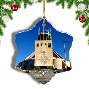 UK England Liverpool Cathedral Christmas Ornament 3 Inches Snow