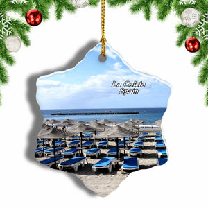 Spain La Caleta Beach Christmas Ornament 3 Inches Snow