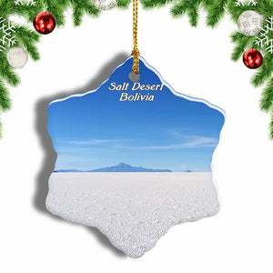 Bolivia Salt Desert Christmas Ornament 3 Inches Snow