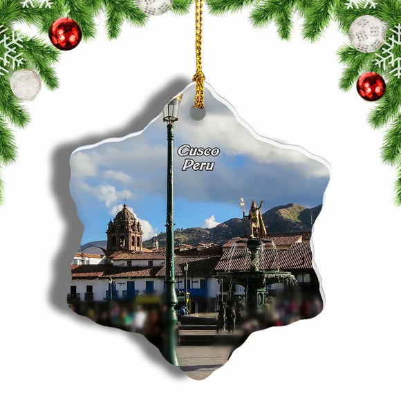 Peru Historical Center of Cusco Christmas Ornament 3 Inches Snow