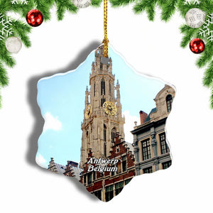 Belgium Cathedral of Our Lady Antwerp Christmas Ornament 3 Inches Snow