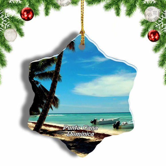 Saona Island Punta Cana Dominica Christmas Ornament 3 Inches Snow