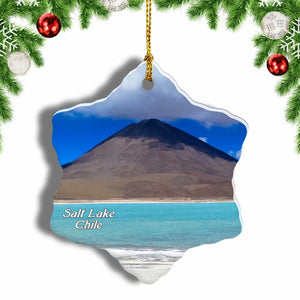 Chile Volcano Salt Lake Atacama Desert Christmas Ornament 3 Inches Snow