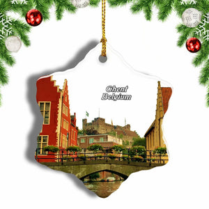 Belgium St. Michael's Bridge Ghent Christmas Ornament 3 Inches Snow