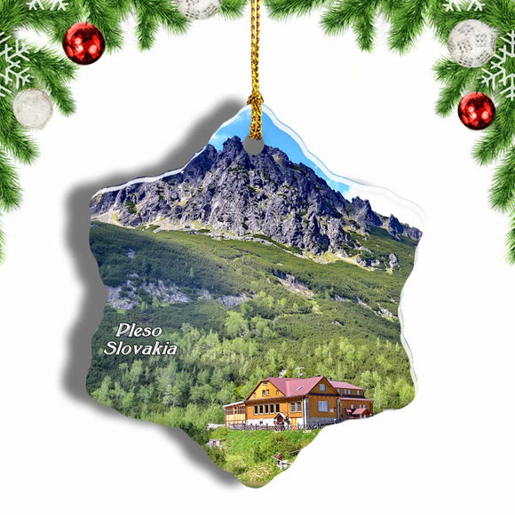 Slovakia Pleso Mountains Christmas Ornament 3 Inches Snow