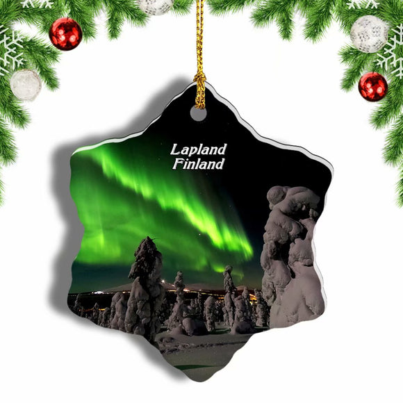 Finland Aurora Lapland Christmas Ornament 3 Inches Snow