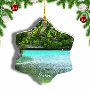 Palau Beach Lake Christmas Ornament 3 Inches Snow