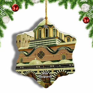 Rila Monastery Bulgaria Christmas Ornament 3 Inches Snow