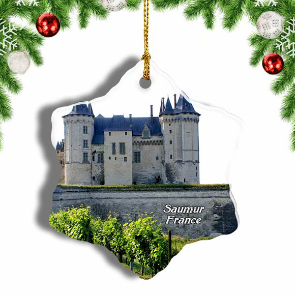 France Saumur Castle Christmas Ornament 3 Inches Snow