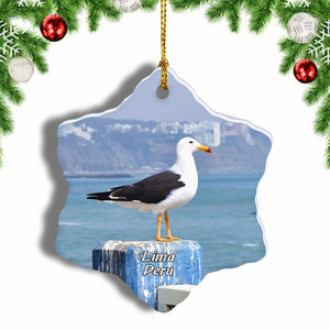 Bird Lima Peru Christmas Ornament 3 Inches Snow