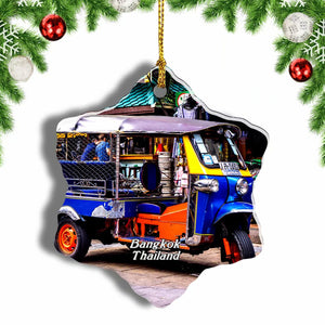 Thailand Tuk tuk Bangkok Christmas Ornament 3 Inches Snow