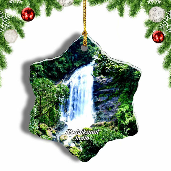 India Waterfall Kodaikanal Christmas Ornament 3 Inches Snow