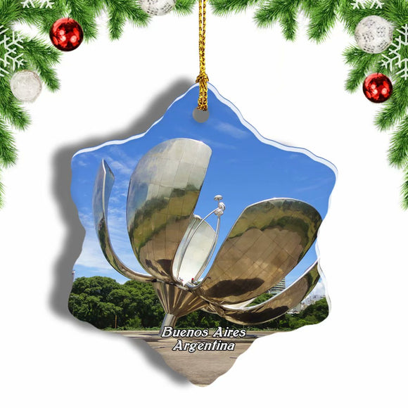 Generic Floralis Buenos Aires Argentina Christmas Ornament 3 Inches Snow